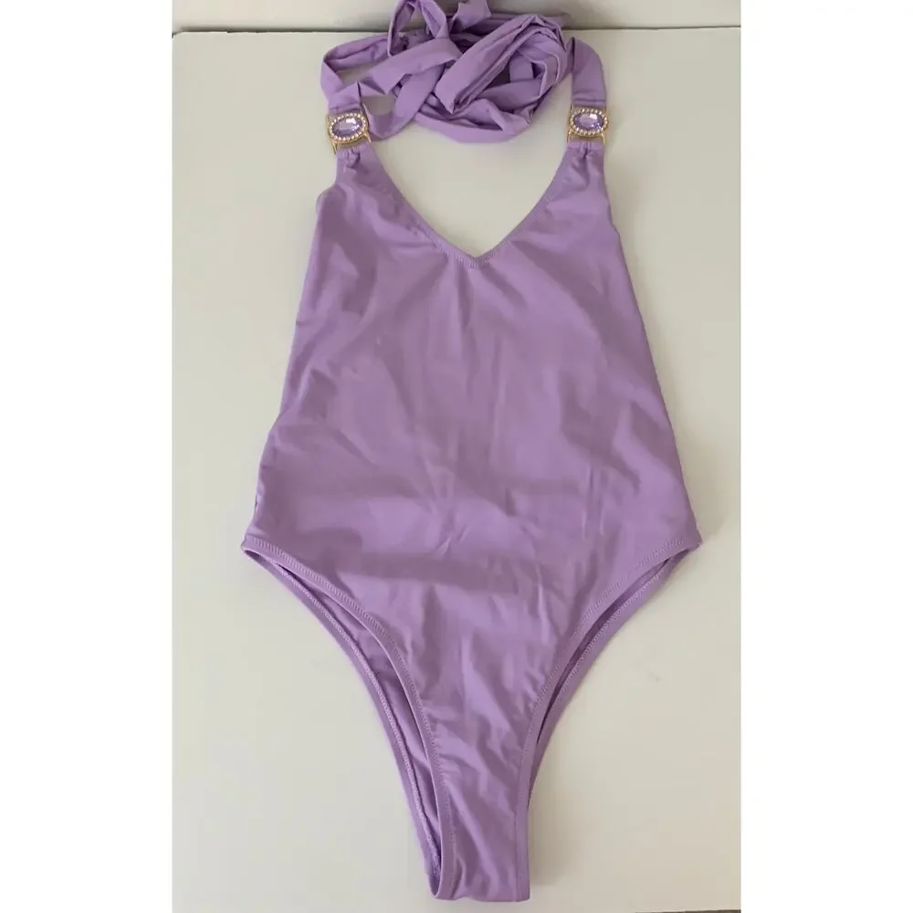 Moda Minx Amour Multiway Swimsuit Lilac Womens New One Piece Medium